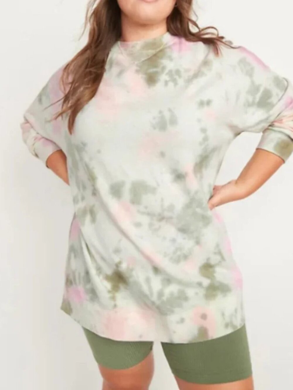 Old Navy Vintage Vibe Long-Sleeve Garment-Dyed French-Terry Tunic Sweatshirt